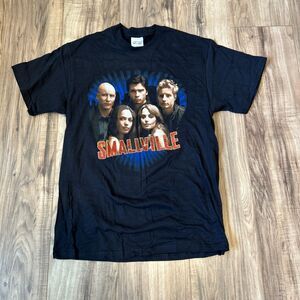 Vintage Smallville Shirt Large Black Y2K DC Comics TV Promo Superman Movie